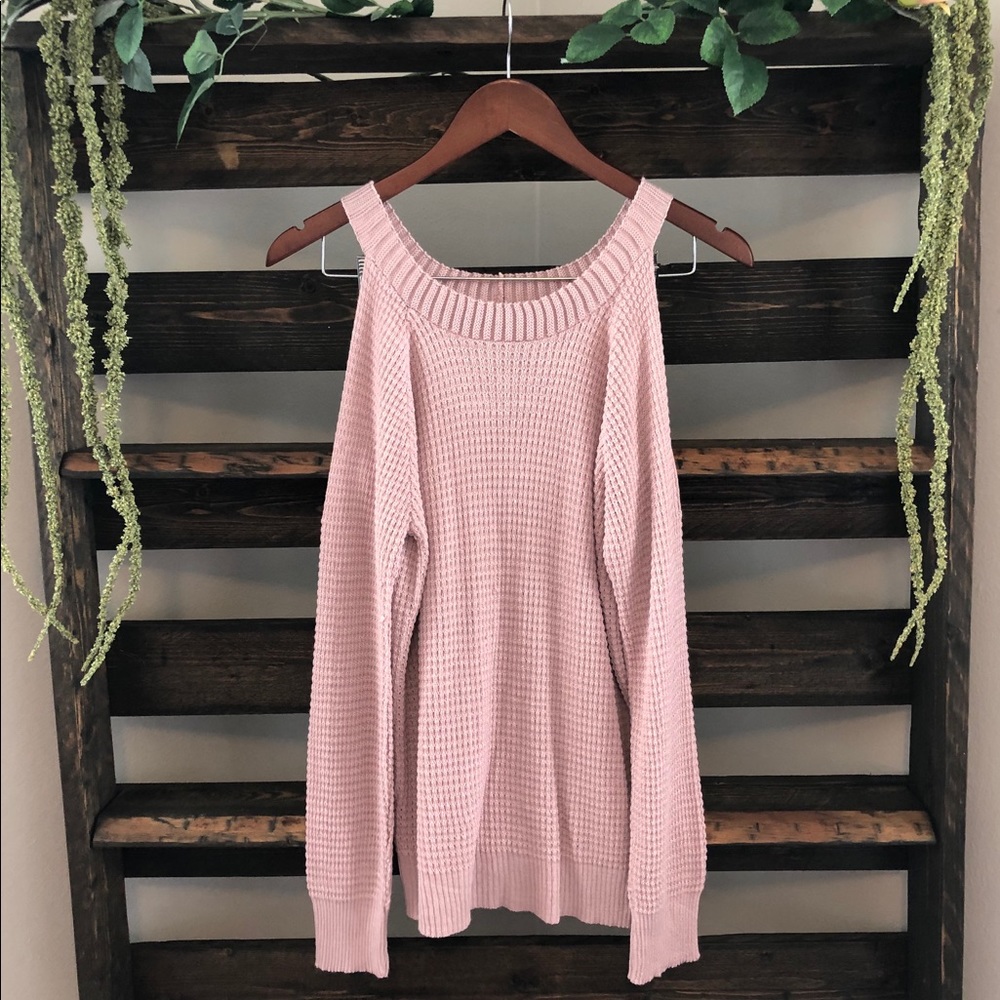 Dusty Rose Cold Shoulder Lightweight Knit Sweater